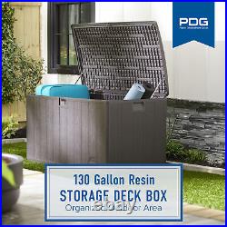 Plastic Development Group 130 Gallon Resin Outdoor Patio Storage Deck Box, Gray