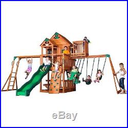 Playground Outdoor Playset Kid Fun Skyfort Cedar Wood Swing Play Set Backyard