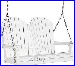 Poly Furniture Wood 4 Foot Adirondack Outdoor Porch Swing WHITE COLOR 4ft