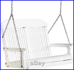 Poly Furniture Wood 4 Foot Classic Highback Outdoor Porch Swing WHITE COLOR