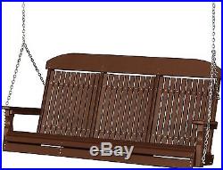 Poly Furniture Wood 5 Foot Classic Highback Outdoor Porch Swing CHESTNUT BROWN