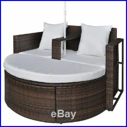Poly Rattan Outdoor Garden Lounge Set Patio Furniture Sofa with Parasol Brown