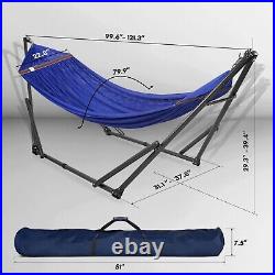 Polyester Hammock with Stand for 2 person with Carrying case Outdoor Patio, Blue