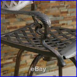 Pomelo Traditional Outdoor Shiny Copper Cast Aluminum Swivel Barstool with Arms