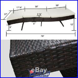 Pool Chaise Lounge Chair Outdoor Patio Sunbed Porch Rattan Furniture withCushion