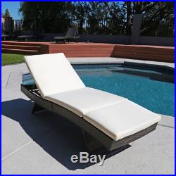 Pool Chaise Lounge Chair Outdoor Patio Sunbed Rattan Furniture withCushion Beige