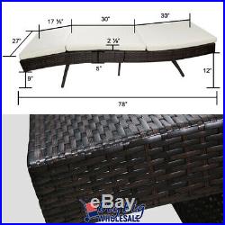 Pool Rattan Chaise Lounge Chair Outdoor Patio Sun Bed Porch Furniture withCushion