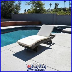 Pool Rattan Chaise Lounge Chair Outdoor Patio Sun Bed Porch Furniture withCushion