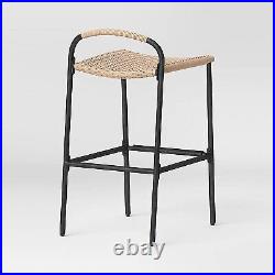 Popperton 2pk Arched Wicker Bar Height Patio Chairs, Outdoor Furniture Black