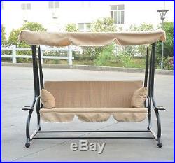 Porch Outdoor Patio Swing Canopy Awning 2 Person Seat Bed Yard Furniture w Stand