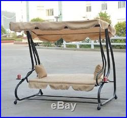 Porch Outdoor Patio Swing Canopy Awning 2 Person Seat Bed Yard Furniture w Stand