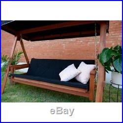 Porch Swing Bed Daybed Outdoor 3 Seat Canopy Convertible Bench Patio Bed Hammock