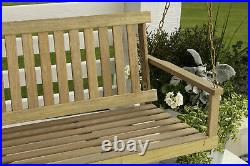 Porch Swing Bench Natural Wood 5 ft Hanging Outdoor Garden Patio Bench with Chains
