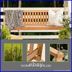 Porch Swing Bench Natural Wood 5 ft Hanging Outdoor Garden Patio Bench with Chains