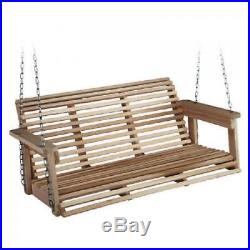 Porch Swing Bench Wood Hanging Patio Chair Seat Wooden Outdoor Deck Backyard NEW