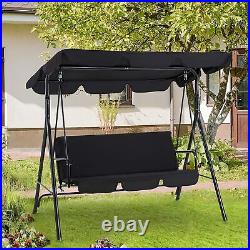 Porch Swing Chair 3-Seat Outdoor Swing Withcanopy & Cushion Swing Chair with Stand