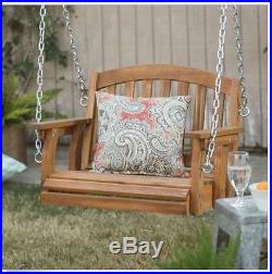 Porch Swing Chair Hanging Seat Wood Outdoor Patio Seating Tree Single Backyard