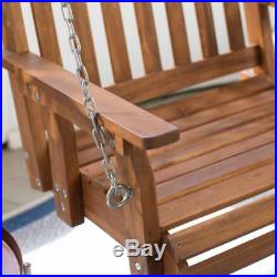 Porch Swing Chair Hanging Wood Seat Single Outdoor Backyard Patio Tree Bench