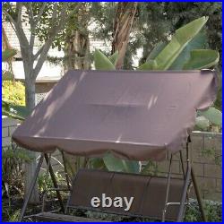 Porch Swing Glider Outdoor Chair Tilt UV Resistant 3 Seater Sunshade Dark Brown