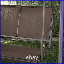 Porch Swing Glider Outdoor Chair Tilt UV Resistant 3 Seater Sunshade Dark Brown