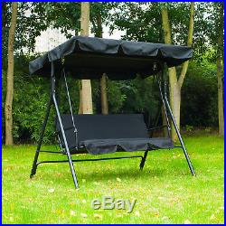 Porch Swing Hammock Bench Lounge Chair Steel 3-seat Padded Outdoor withCanopy
