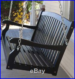 Porch Swing Hanging Wooden 4 Ft Outdoor Furniture Patio Bench Garden Deck Black