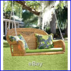 Porch Swing Lounge Outdoor Woven Resin Hanging Bench Garden Seat Furniture New