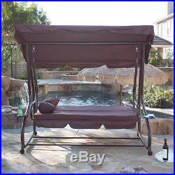 Porch Swing Outdoor Bed Patio Deck Seat Furniture Chair + Cup Holder Bench Brown