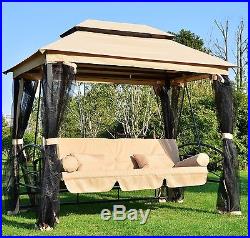 Porch Swing Outdoor Furniture Patio Sofa Seat Canopy Shade Daybed Convertible