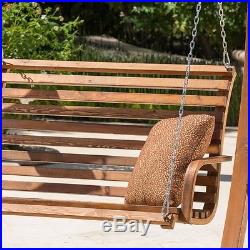 Porch Swing Outdoor Patio Furniture Wood Love Seat Bench Wooden Backyard Garden