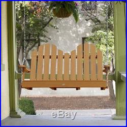 Porch Swing Patio Outdoor Furniture Bench Seat Hanging Deck Wooden Garden Brown