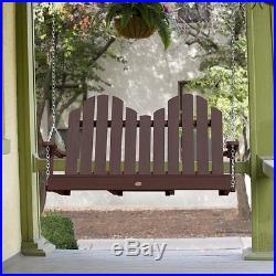 Porch Swing Patio Outdoor Furniture Bench Seat Hanging Deck Wooden Garden Brown