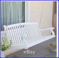 Porch Swing White 5 Ft Wood Outdoor Furniture Bench Seat Tree Hanging 2 Person
