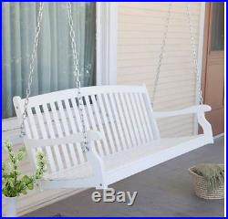 Porch Swing White 5 Ft Wood Outdoor Furniture Bench Seat Tree Hanging 2 Person