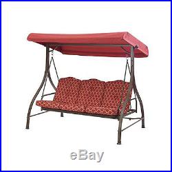 Porch Swing With Canopy Cover Convertible To Hammock Patio Outdoor 3 Person Red