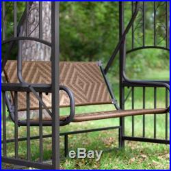 Porch Swing With Canopy Gazebo Patio Bench Loveseat Wicker Furniture Seat Garden