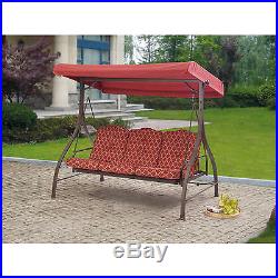 Porch Swing With Canopy Stand Cushions 3-Seat Outdoor Hammock Durable Adjustable