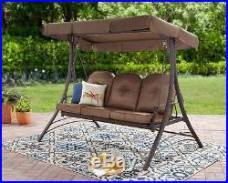Porch Swing With Stand Canopy Cushions Front Patio Outdoor Garden Pool 3 Person