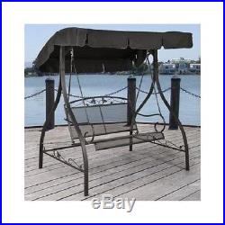 Porch Wrought Iron Swing Seats 2 Black Awning Outdoors Sturdy Deck Patio Canopy