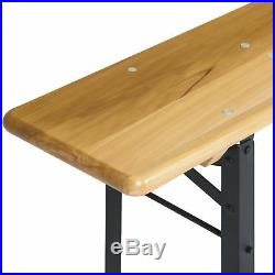 Portable 3 Piece Folding Picnic Table Set With Wooden Tabletop