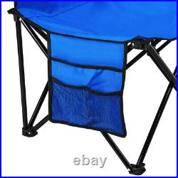 Portable 6 Seater Folding Bench Oxford Double Layer Fabric Seat withCarry Bag Blue