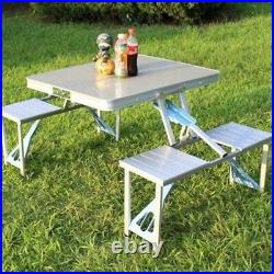 Portable Fireproof Folding Outdoor Camp Suitcase Picnic & BBQ Table with4 Seats