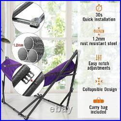 Portable Hammock with Stand for 2 person with Carrying case Outdoor Patio Purple