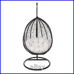 Porto Steel & Rattan Hanging Egg Chair with Stand & Cushion