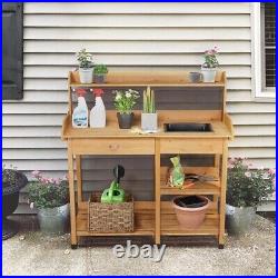 Potting Bench Table Garden WorkStation Outdoor withRemovable Sink, Drawer&Shelves