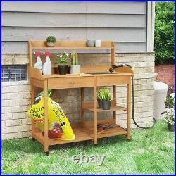 Potting Bench Table Garden WorkStation Outdoor withRemovable Sink, Drawer&Shelves