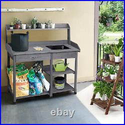 Potting Bench Table Garden Work Planting Benches with Shelf Sink Drawer Outdoor
