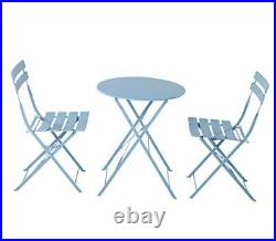 Premium Steel Patio Bistro Set, Folding Outdoor Patio Furniture Sets, 3 Blue