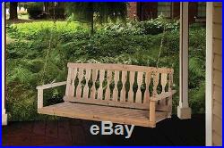 Premium Unfinished Cypress 4 Ft Wooden Porch Swing Hanging Seat 500 Lbs