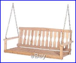 Premium Unfinished Cypress 4 Ft Wooden Porch Swing Hanging Seat 500 Lbs
